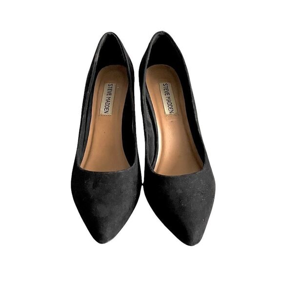 STEVE MADDEN Suede Pointy Toe High Heeled Pumps Heels Black 7.5 - Picture 5 of 10